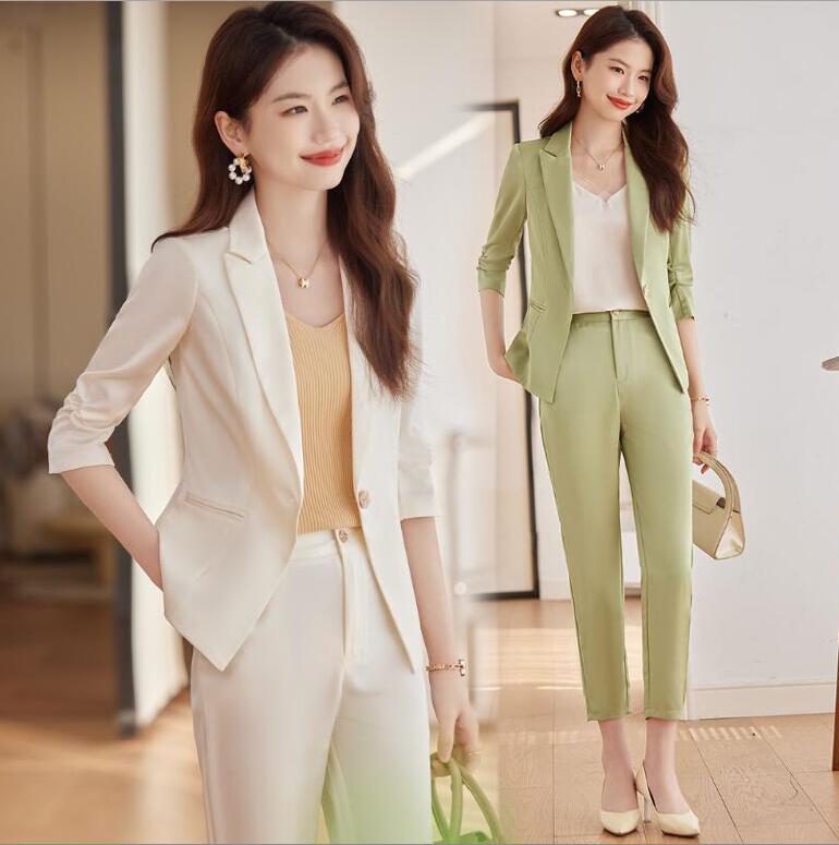 七分袖 パンツスーツ パンツドレス スーツセット レディース 春夏新作 大きいサイズ テーラードジャケット+ロングパンツ 無地 ママスーツ フォーマルスーツ オフィス 通勤OL カジュアル 上下セット