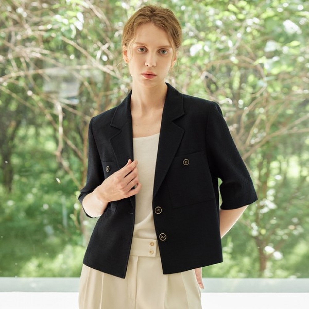 (リアーナニューヨーク) アウトポケットセミクロップ半袖ジャケットRREWJK020