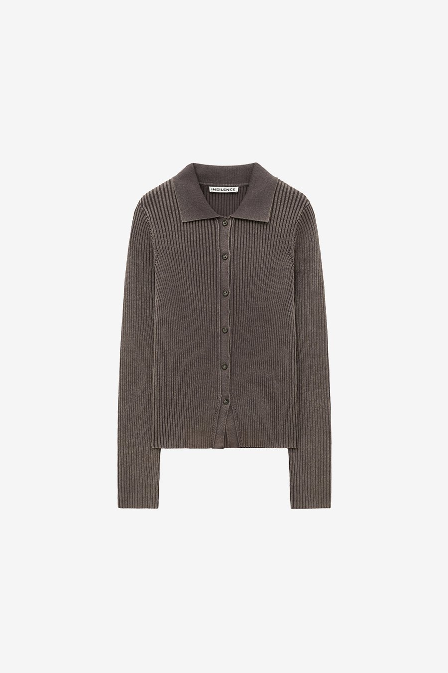 【INSILENCE】 WASHED DYED BUTTON CARDIGAN : BROWN