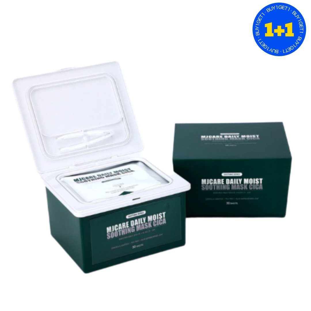 1+1 デイリー モイスト スージング マスク シカ 30枚入り 2個 取り出しやすい マスクパック 便利な1日1パック 簡単ケア 肌トーン管理 肌ケア 密着力高い テンセルシート アロエベラ抽出物