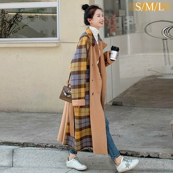 チェスターコート チェック柄 レディース ロングコート コクーンコート ドロップショルダー 小柄 ロングチェスターコート 超ロング アウター 秋 冬 冬服 定番 オーバーサイズ カジュアル あったか