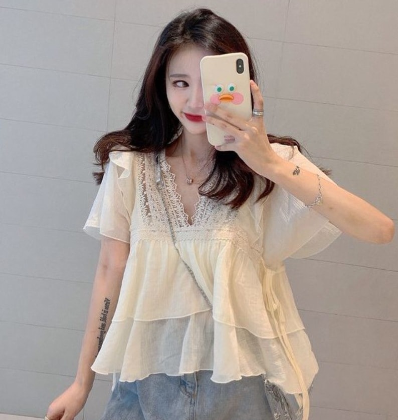 トップス デート モテアイテム シャツ ブラウス レース 半袖 コットン 可愛い きれいめ 上品 おしゃれ かっこいい 可愛い ラブリー キュート ガーリー クール モード系 セクシー