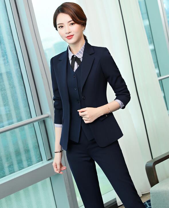 「エレガントスーツセット」3点セットスーツ ビジネス 長袖ジャケット+パンツ/スカート+シャツ+ベスト フォーマル 通勤 OL オフィス 制服 春秋着 着痩せ 20代30代40代 パーティードレス マ