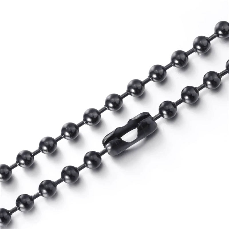 6mmブラックボールステンレスチェーン ネックレス ボールチェーン 黒色 男性 女性 長い 短い