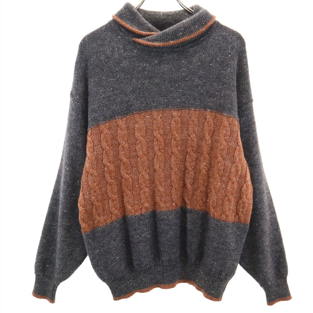 クリスチャンディオール ムッシュ 90s 日本製 ウールブレンド オールド 長袖 セーター L チャコールグレー Christian Dior MONSIEUR ニット メンズ