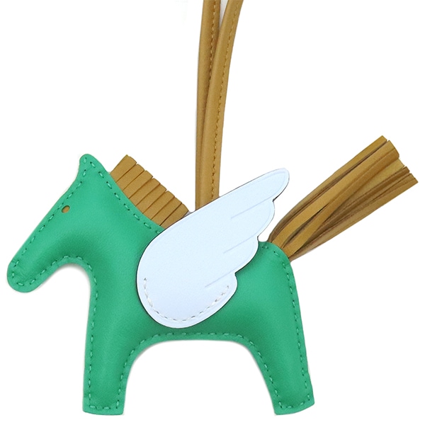 エルメス HERMES バッグチャーム ロデオPM ペガサス アニューミロ ミント×セサミ×ブループリュム 緑 茶 水色 U刻印 【箱】【中古】