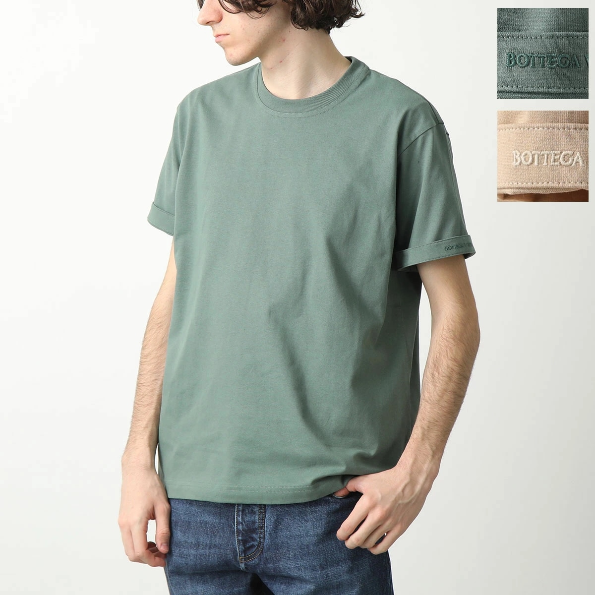 BOTTEGA VENETA ボッテガヴェネタ 半袖 Tシャツ 744965 VF1U0 メンズ コットン クルーネック 刺繍ロゴ 無地 リラックスフィット カラー2色