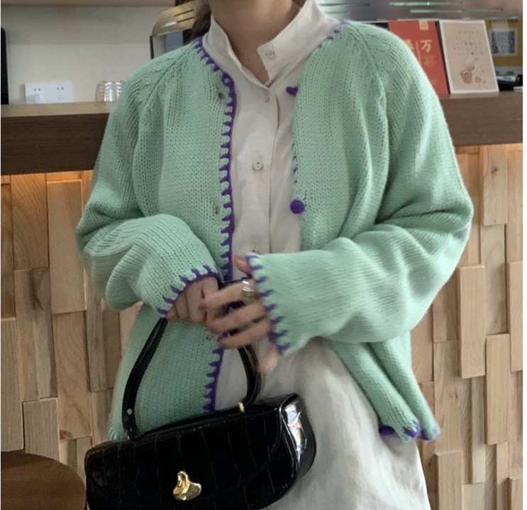 【送料無料】レディース 2カラー ニット カーディガン バイカラー ざっくり編み 大人可愛い