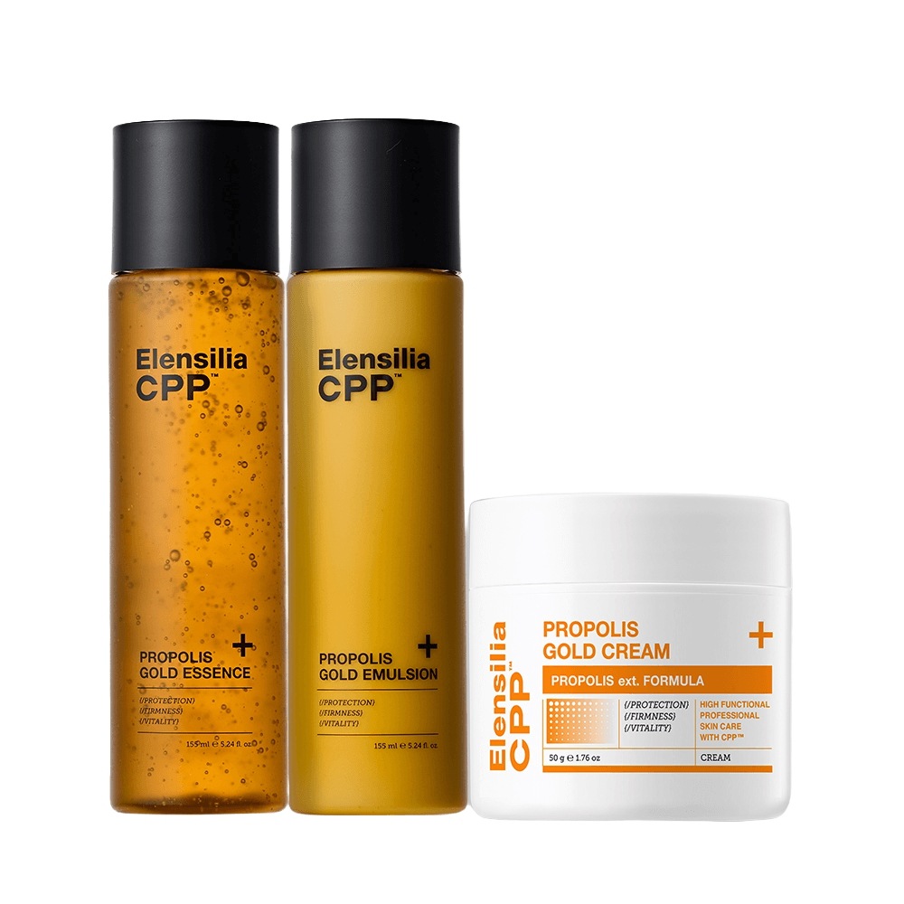 [エレンシーラ] CPP プロポリス ゴールド 3種 (エッセンス 155ml+エマルジョン 155ml+クリーム 50ml)