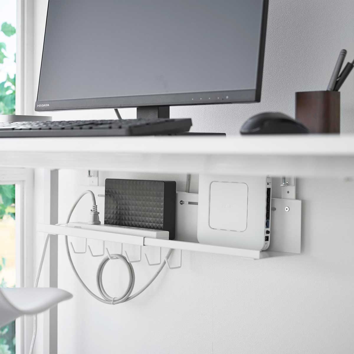 ケーブルトレー 山崎実業 smart スマート 伸縮デスク下ケーブルトレー 10416 ホワイト