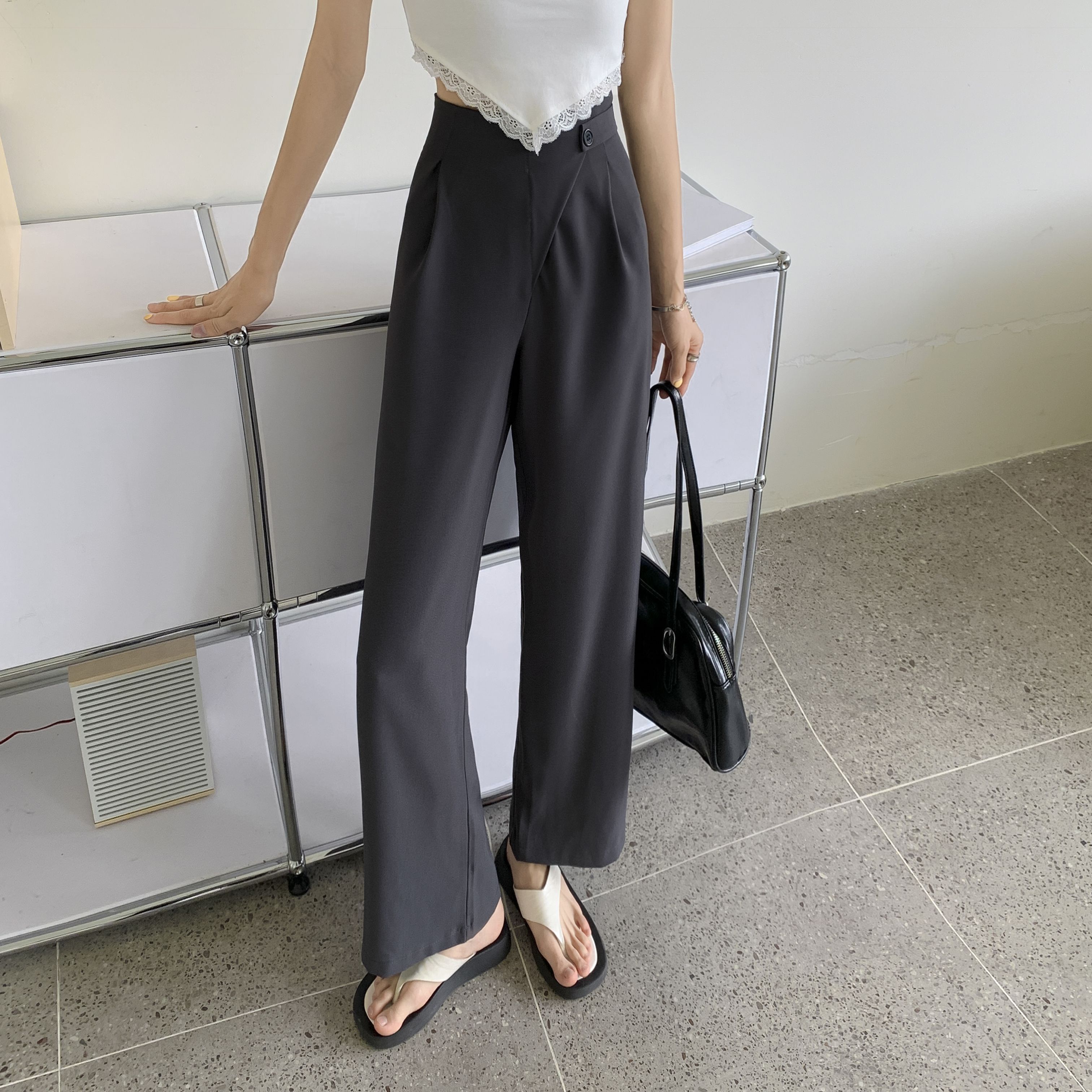 ラップ風ハイウエストワイドパンツ ボトムス パンツ ワイドパンツ ワイド ハイウエスト ポリエステル かわいい 大人可愛い きれいめ シンプル カジュアル 大人 おしゃれ お洒落 大人可愛い 大人女子