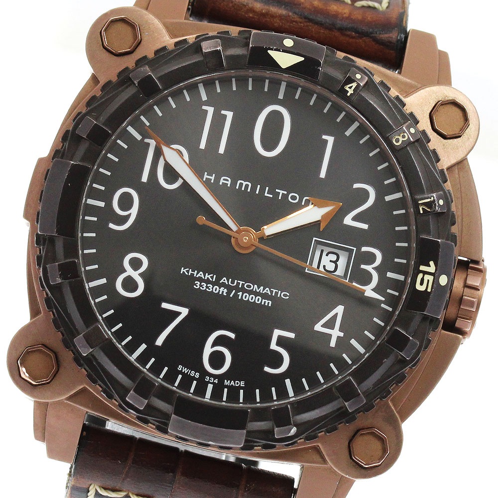 ハミルトン HAMILTON H785250 カーキ ビロウゼロ 1000 デイト 自動巻き メンズ _957705【中古】