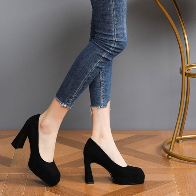 1000円OFFクーポン おしゃれ パンプス セレモニー 太いヒール スクエアトゥ ハイヒール 9cm 厚底 走れる 春 夏 秋 冬 ドレスシューズ 入園式 入学式 同窓会 冠婚葬祭 歩きやすい 痛く