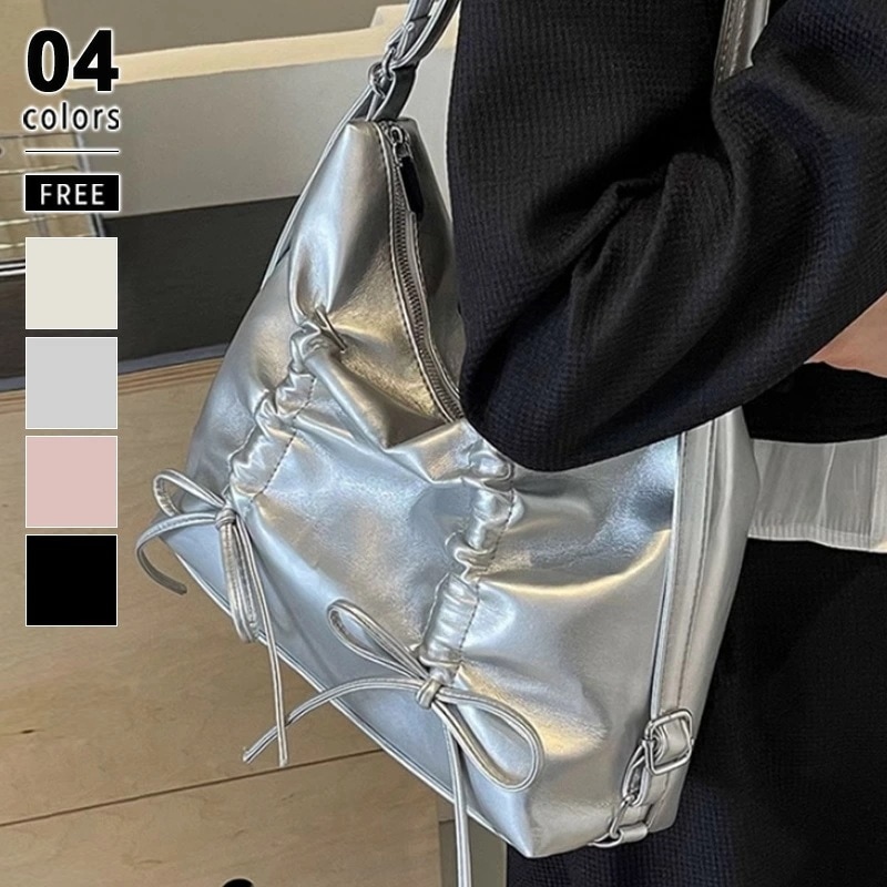 [迅速な配達][限時割!引!]ショルダーバッグ リュック 2way ショルダー バッグ リボン レディース リボンバッグ 斜め掛け 肩掛け 軽量 リュックサック ギャザー 3way 肩掛けバッグ 肩掛