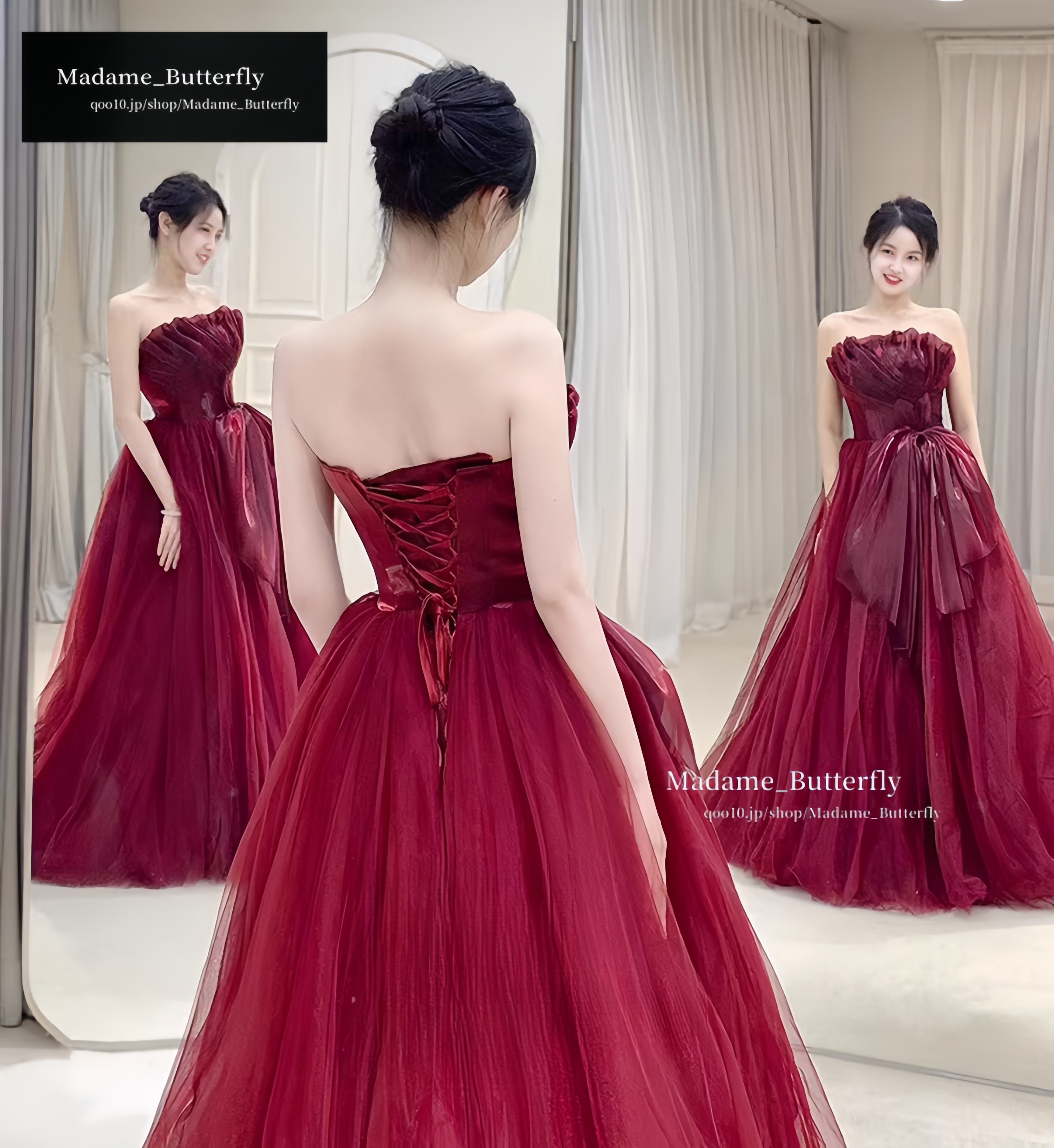 カラー パーティードレス ウェディングドレス ワインレッド 花嫁ロングドレス 結婚式 二次会 エレガント お呼ばれ 挙式 簡約 姫系発表会 コンサート パーティー 韓国ファッション