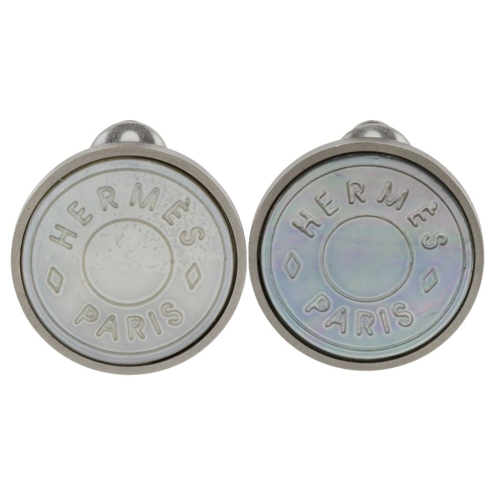 セリア BIJOUTERIE FANTAISIE ヴィンテージ イヤリング 金属製 シェル シルバー 約12g レディース 中古品 A-ランク