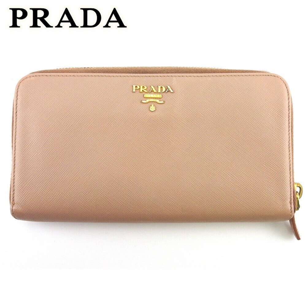 長財布 ラウンドファスナー 財布 ロゴ レディース ピンク ベージュ ゴールド 中古