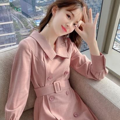 ミニ丈ワンピース ワンピース ミニ ミニ丈 長袖 襟付き 細身 Iライン ベルト ウエストマーク