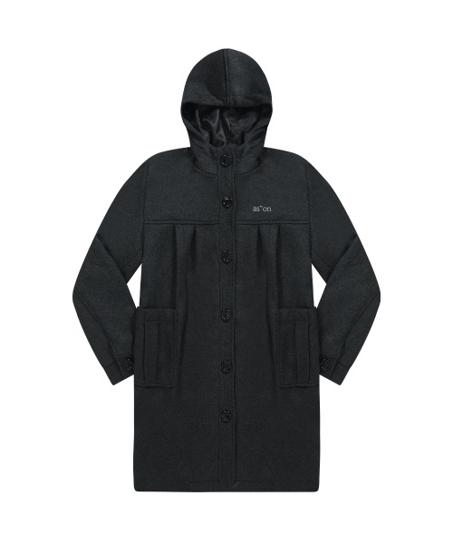 【AS"ON】 ALLO HOOD LONG COAT / CHARCOAL 正規品