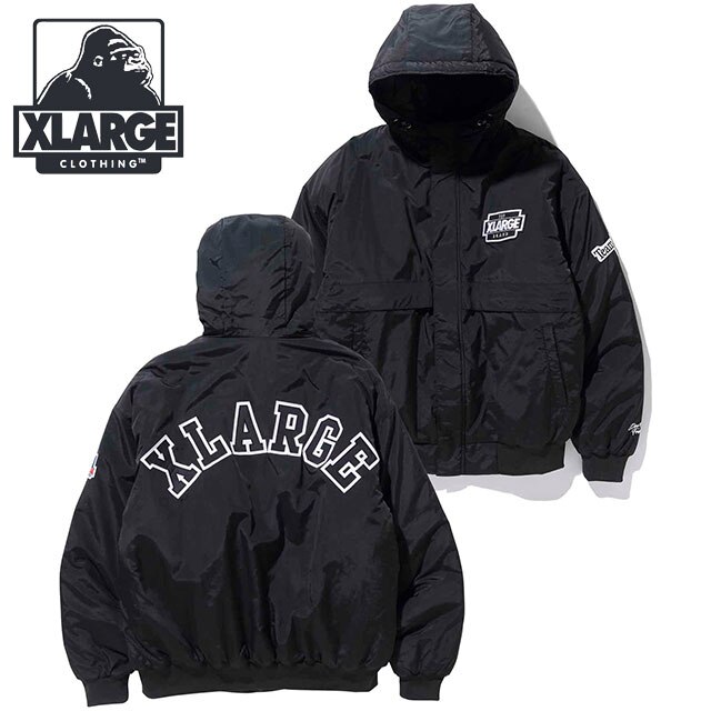 激安正規品 メンズ BLACK パーカー フーディー ブルゾン アウター エックスラージ xlarge JACKET PUFFER NYLON [101223021005] パファージャケット ナイロン ロングコート