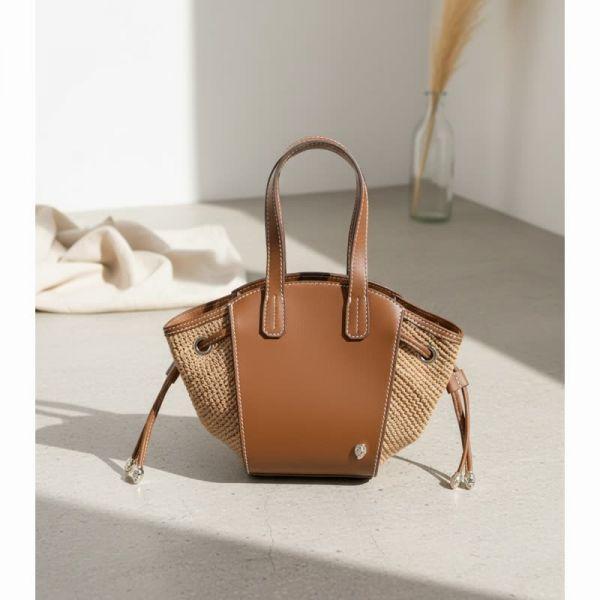 ピアフ ラフィア トートバッグ BAG51737 クオイオ ヌガー