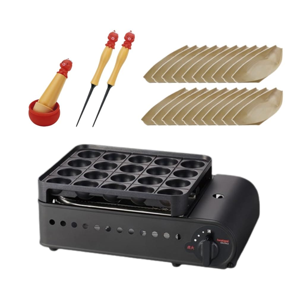 イワタニ 炎たこ2 たこ焼き機 4点セット CB-ETK-2 たこ焼き器＆油引き＆ピック＆船皿 ブラック