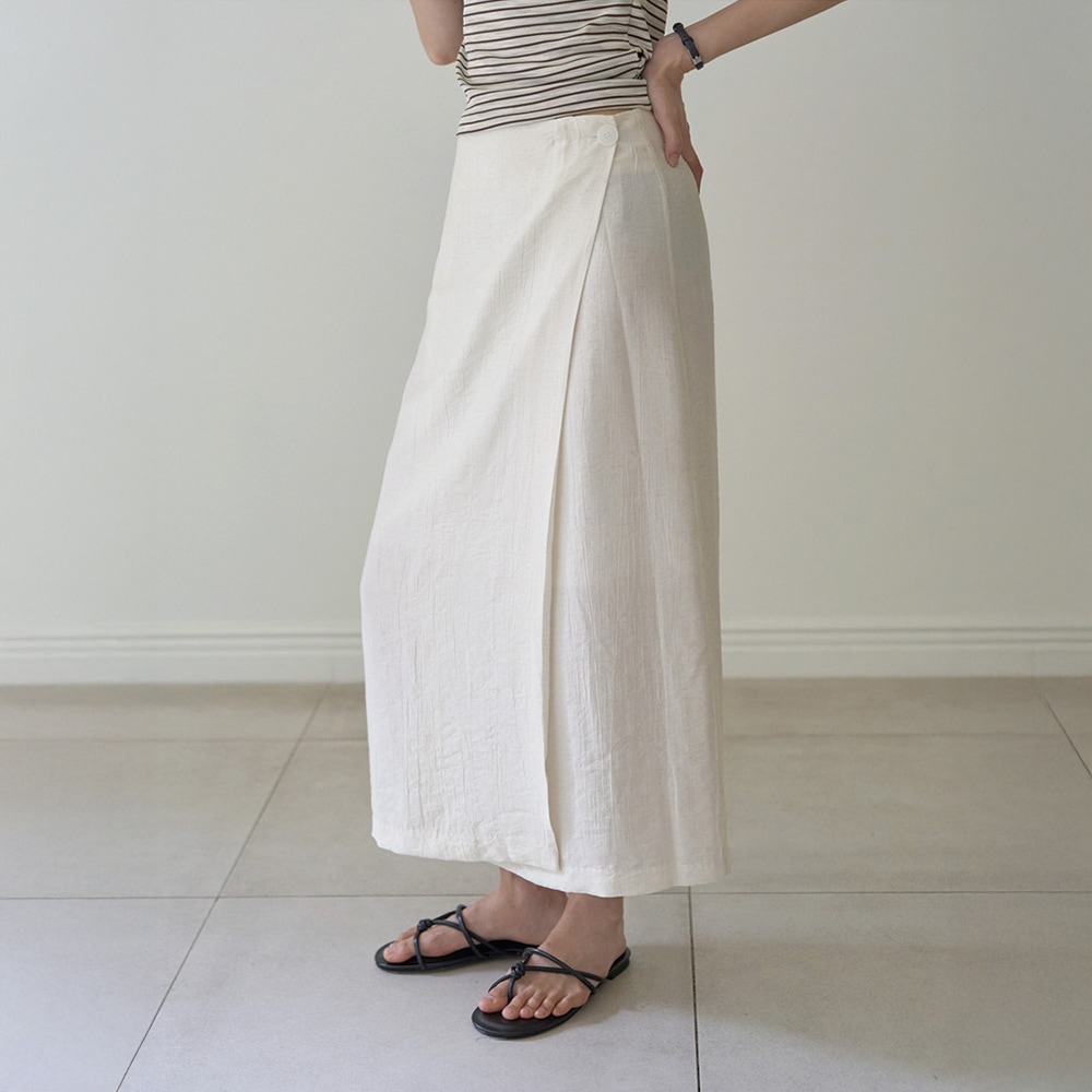 オービントリネンラップロングスカート