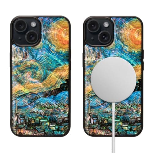 iPhone 15 ケース MagSafe対応 天然貝ケース [ パール 光沢 表面コーティング加工 TPUとポリカーボネートのハイブリッド 着脱しやすい ストラップホール付き ワイヤレス充電 Qi