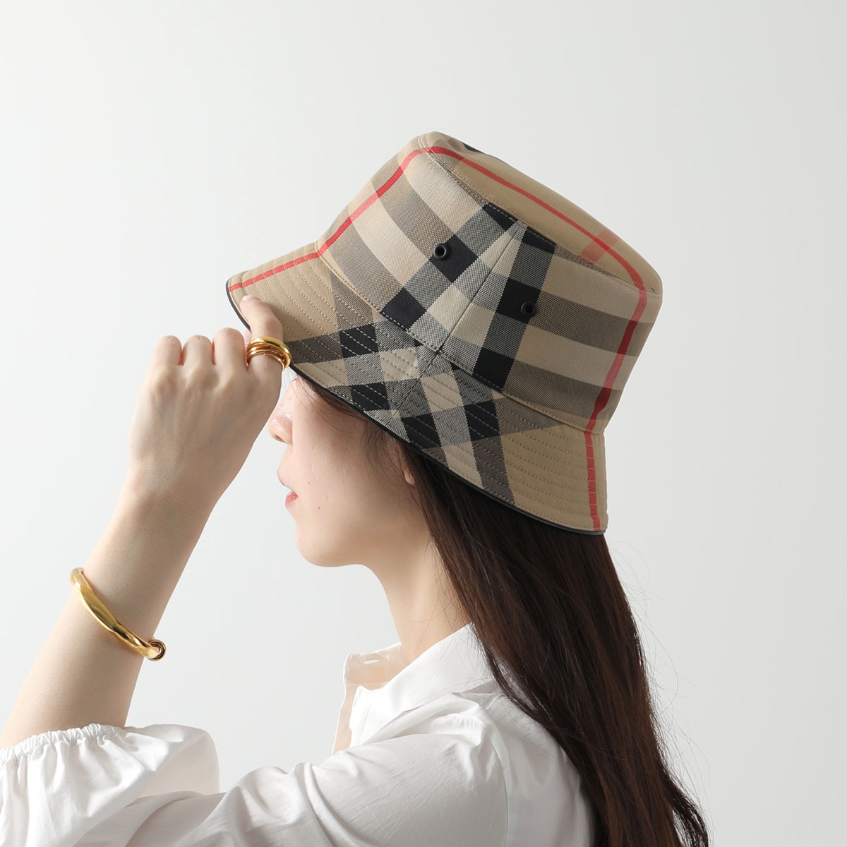 BURBERRY バーバリー バケットハット MH BUCKET 3C CHECK 8050065 レディース バーバリーチェック コットン レザー 帽子 A7026/ARCHIVE-BEIGE