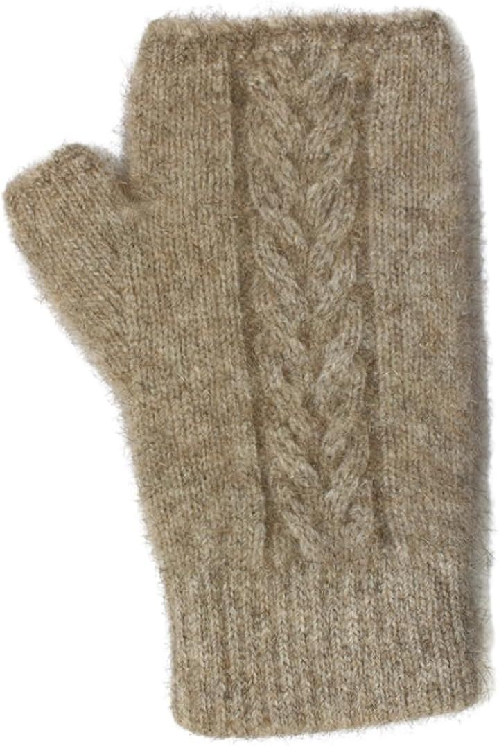 ポッサムメリノ ケーブルミトン 手袋 暖かい 防寒 アームウォーマー ニュージーランド産 天然素材 レディース メンズ 冬 アウトドア 家事ができる (ナチュラル, Free Size)