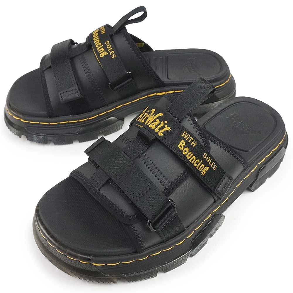 AYCE レディース サンダル トラクト スライドサンダル ベルクロ イエローステッチ ブラック 12,375円