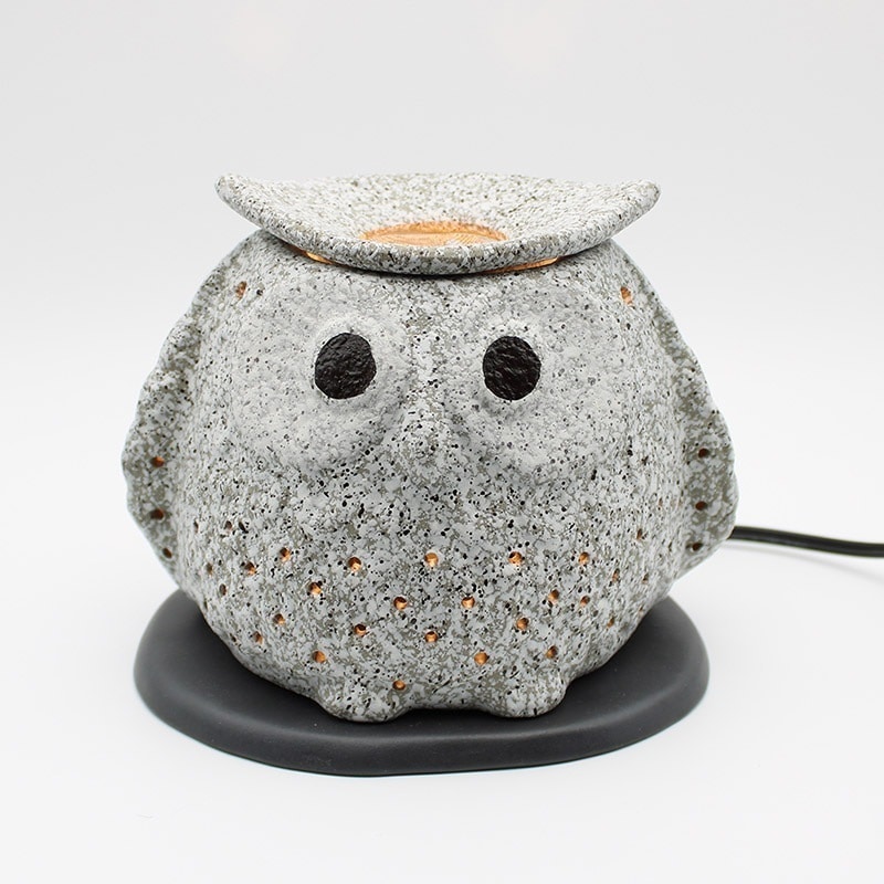 常滑焼 山房ふくろう電気式茶香炉 焼き物アロマポット