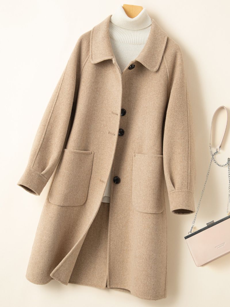 Cross-border explosions winter double-sided wool coat ladies long new lapel fashion temperament wool