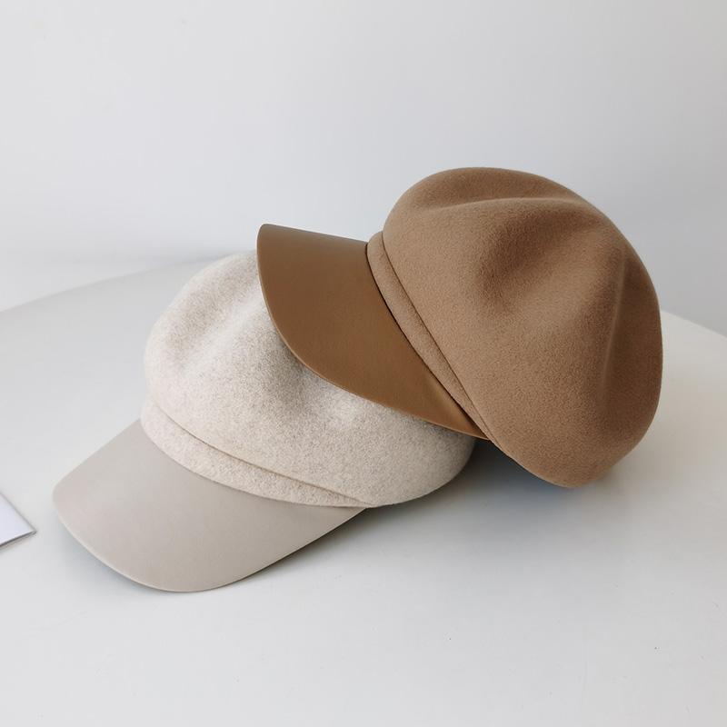 秋冬 コーデ レディース ファッション オシャレ アイテム カワイイ シンプル 大人カワイイ ツバ付き ウール ベレー帽 八角 帽子 キャップ 韓国スタイル