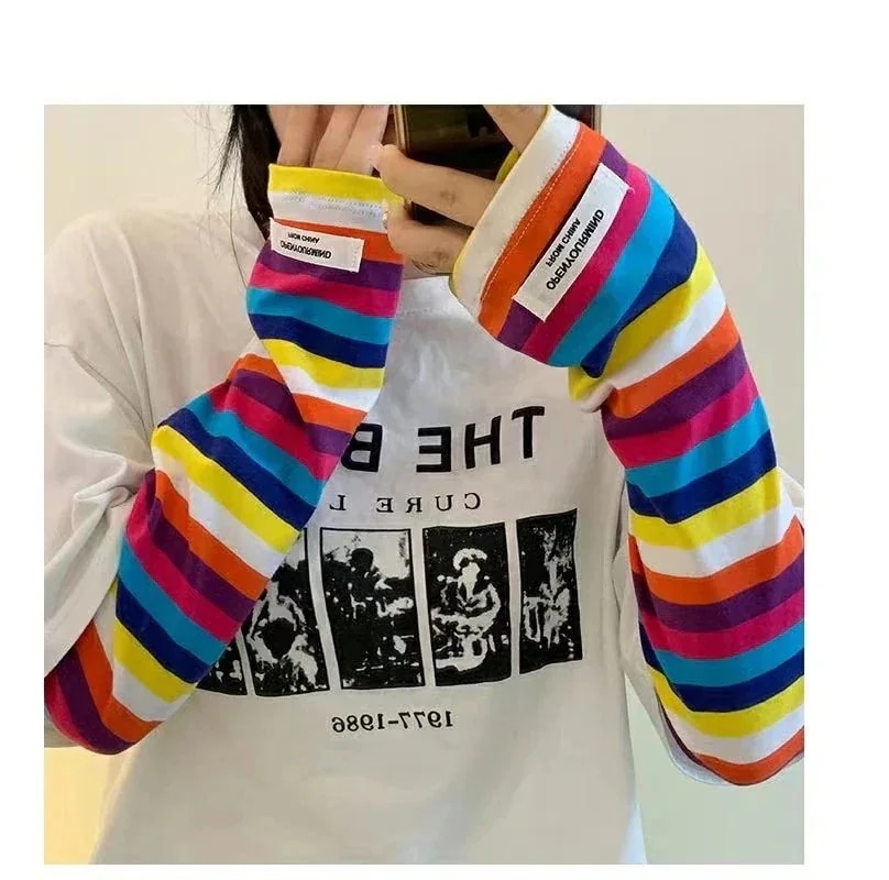 ストライプ レディーススリーブ アームスリーブ 日焼け止めスリーブ 日焼け防止 アイスシルク UV 指付き ゆったり アウトドア トレンディ