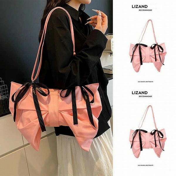 トートバッグ ハンドバッグ 布バッグ ショルダーバッグ リボン レディース