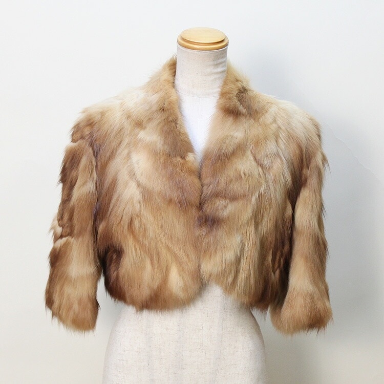 セーブル ボレロ丈 ファー ジャケット ブリーチゴールド 送料無料 レディース ギフト プレゼント