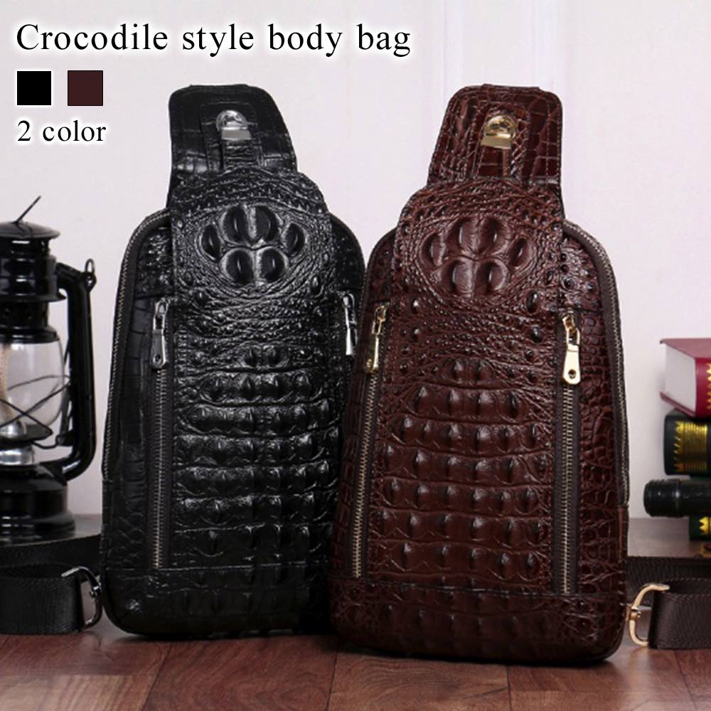 ボディバッグ メンズ クロコダイル調ボディバッグ 40代 50代 春 かっこいい 人気 レザー きれいめ おすすめ バッグインバッグ ウエストポーチ ウエストバッグ スポーツ 小さめ ハイ ショルダー