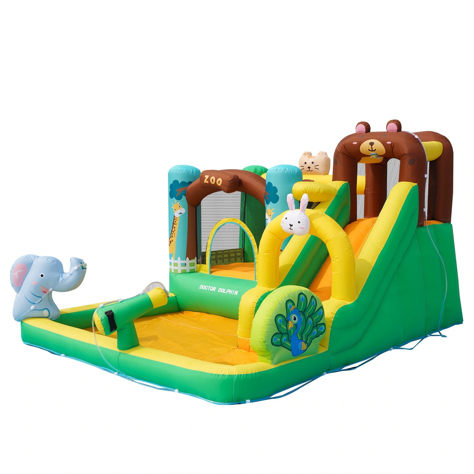 【国内発送Ｍ】16032024年最新モデル 動物園 大型 プール エアー 遊具 滑り台 ビニールプール 大型プール トランポリン すべり台 大型遊具 エアー遊具 キッズハウス プレイハウス プレゼント