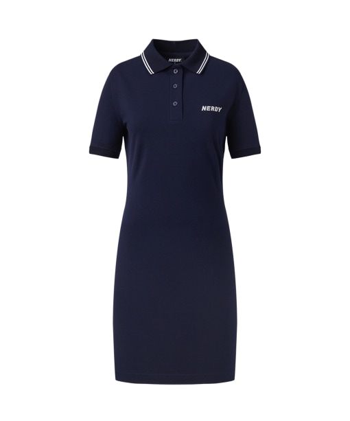 ピケポロ半袖ドレスネイビー