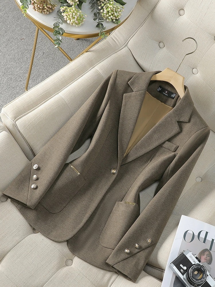 西装 外套 レディース グレー 春秋冬 新作 トレンド カジュアル 高級感 おしゃれ