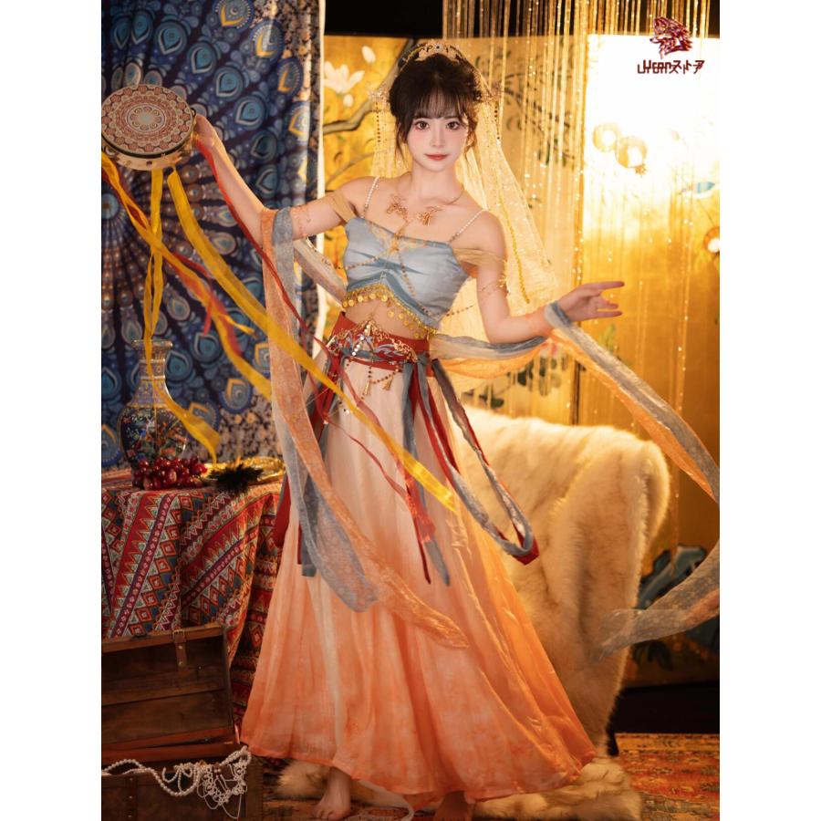 限定値下げ アラビアン衣装 古代 宮廷 古典ダンス衣装 レディース 中華 アラジン ジャスミン風 コスプレ衣装 飛天 天女 飄逸 漢唐古典 ダンス衣裳 光沢 お姫様 ベリ