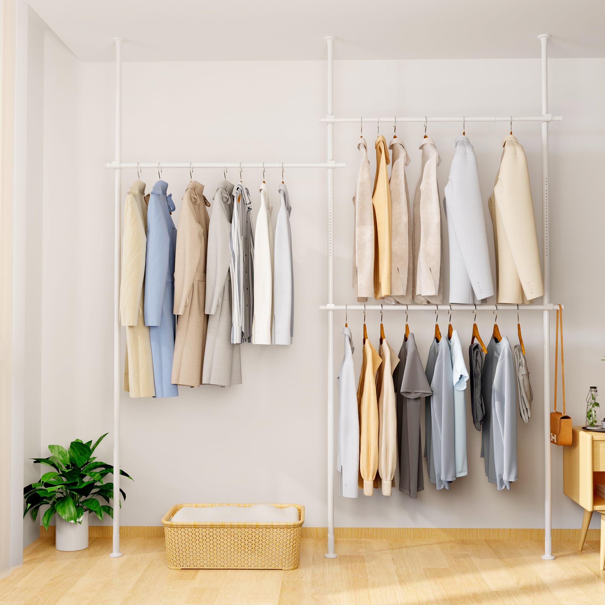 チチロバ(TITIROBA) 突っ張り ハンガーラック 伸縮 全体耐荷重150kg 縦110-310cm 全体横150-240cm ハンガー ラック 服掛け clothes rack 洋服ラック ポー