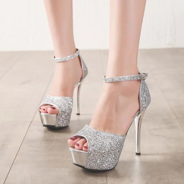 シルバー ブラック ブラウン　キャバ サンダル（ 13cmヒール ) オープントゥ パンプス 痛くない 走れる 歩きやすい ハイヒール 靴 夏　ラメ　キラキラ