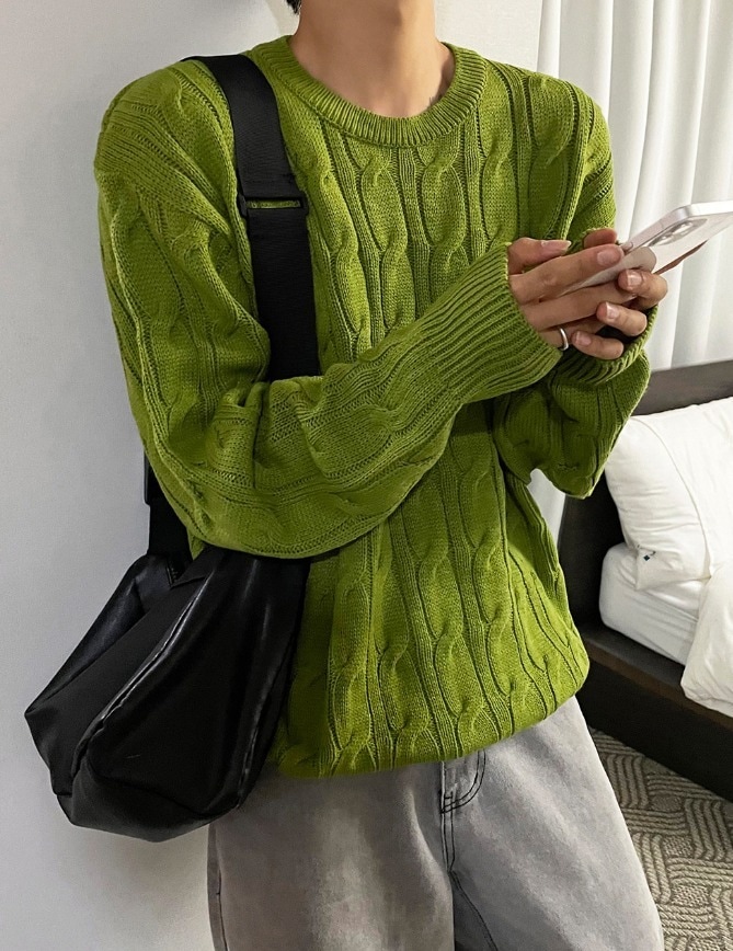 [COSYHARU公式]cable cosyharu semi-over knit