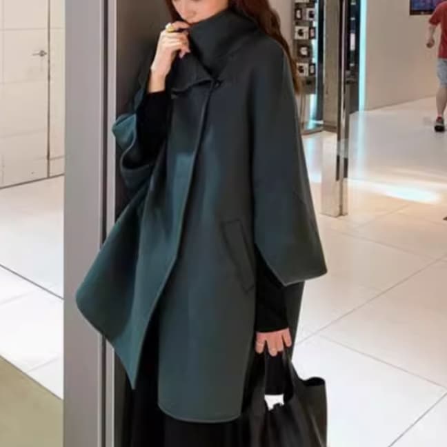 レディース ジャケット コート アウター 上着 ウール 羽織 前開き ウールロングコート ミディアム ミディアムレングス 長袖 萌袖 ワイド ポケット かわいい 大人可愛い きれいめ シンプル