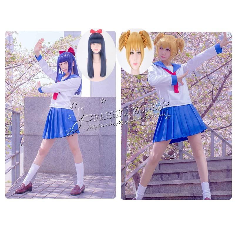 ポプテピピック 風 ポプ子 ピピ美 コスプレ衣装 ウィッグ cosplay 衣装 コスチューム ハロウィンイベント 変装 仮装