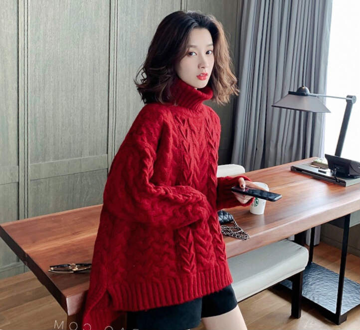 オフィス フェミニン ラフスタイル 大人可愛い カジュアル 無地 セーター ニット タートルネック レディース