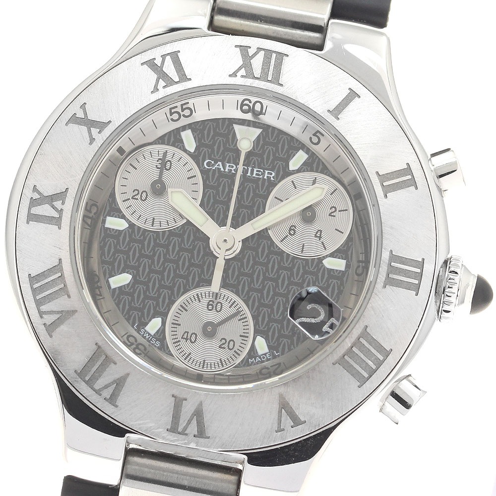 カルティエ CARTIER W10125U2 クロノスカフ デイト クォーツ メンズ _961309【中古】