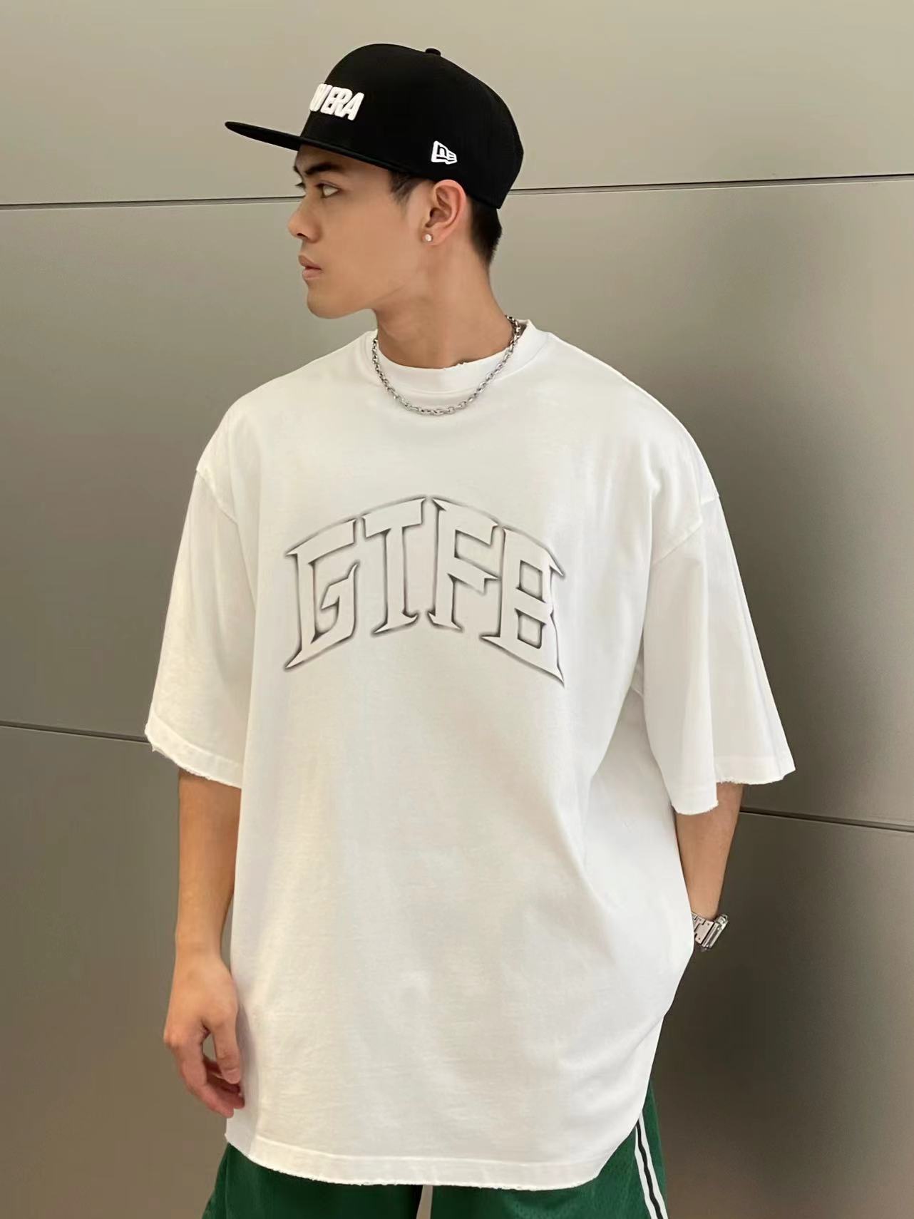 G24SST115翌日発送メンズ2024新作Tシャツカットソー丸首アメカジins風レトロ半袖トップスデザイン高級感英字ストリート大人オーバーサイズ可愛い抜け感ユニセックスブラックホワイトクルーネック